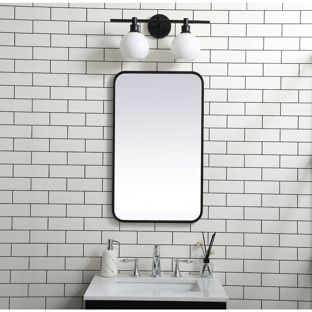 Soft corner metal rectangular mirror 18x30 inch in Black