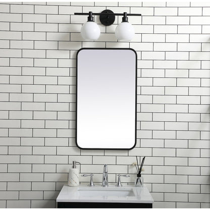 Soft corner metal rectangular mirror 18x30 inch in Black
