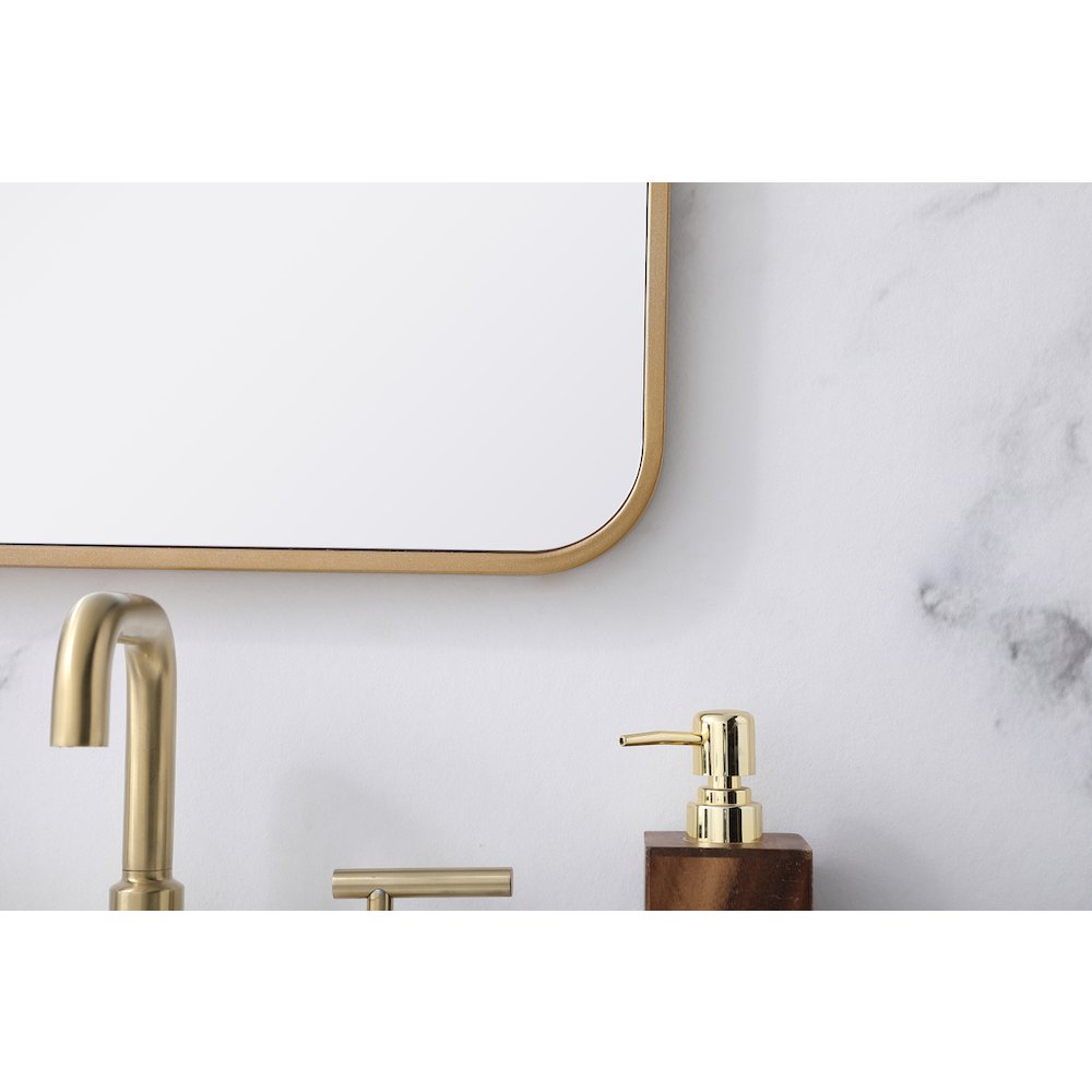 Soft corner metal rectangular mirror 18x30 inch in Brass