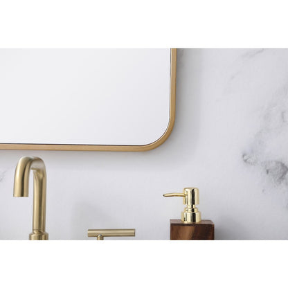 Soft corner metal rectangular mirror 18x30 inch in Brass