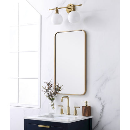 Soft corner metal rectangular mirror 18x30 inch in Brass