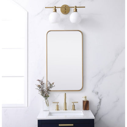 Soft corner metal rectangular mirror 18x30 inch in Brass