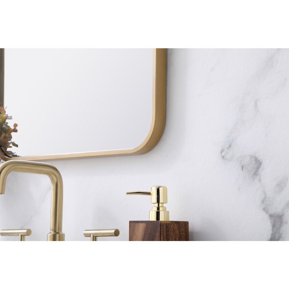 Soft corner metal rectangular mirror 18x30 inch in Brass