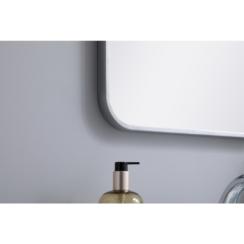 Soft corner metal rectangular mirror 18x30 inch in Silver