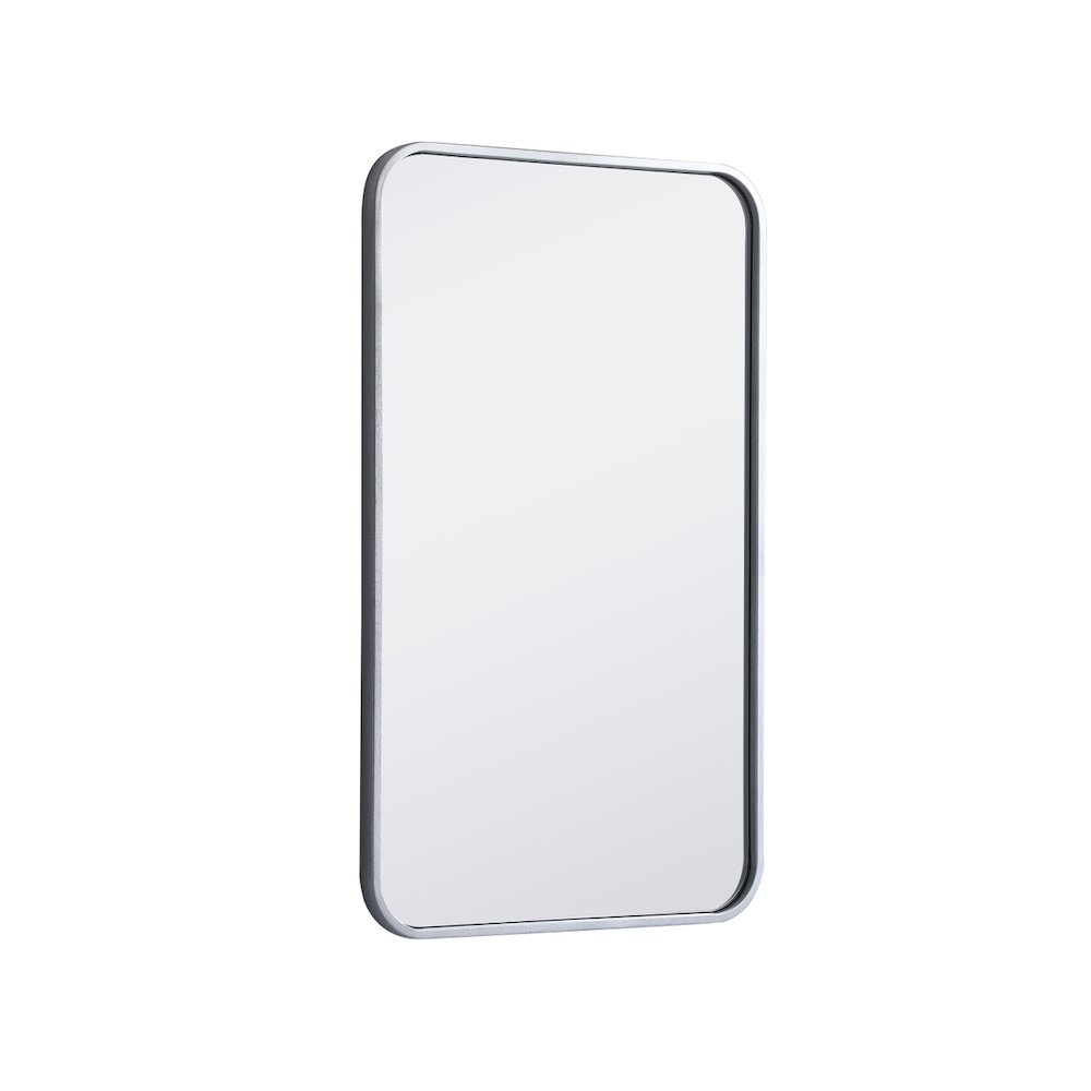Soft corner metal rectangular mirror 18x30 inch in Silver