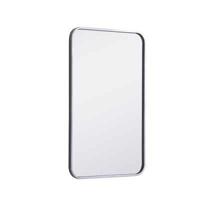 Soft corner metal rectangular mirror 18x30 inch in Silver