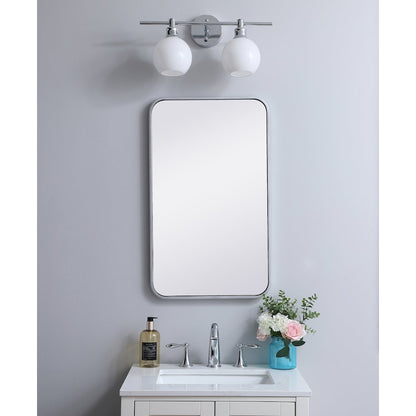 Soft corner metal rectangular mirror 18x30 inch in Silver