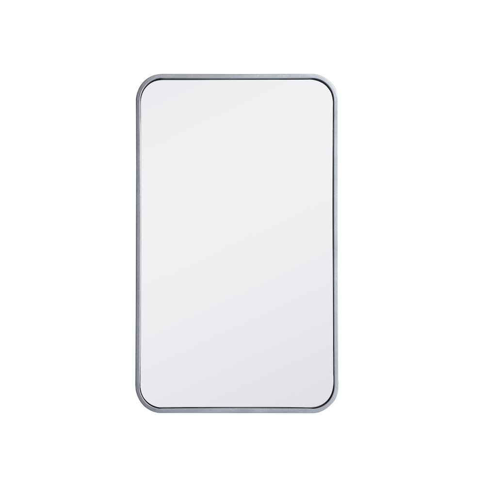 Soft corner metal rectangular mirror 18x30 inch in Silver