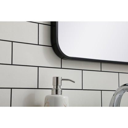 Soft corner metal rectangular mirror 18x36 inch in Black