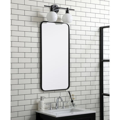 Soft corner metal rectangular mirror 18x36 inch in Black