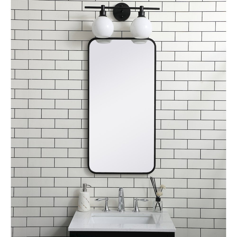 Soft corner metal rectangular mirror 18x36 inch in Black