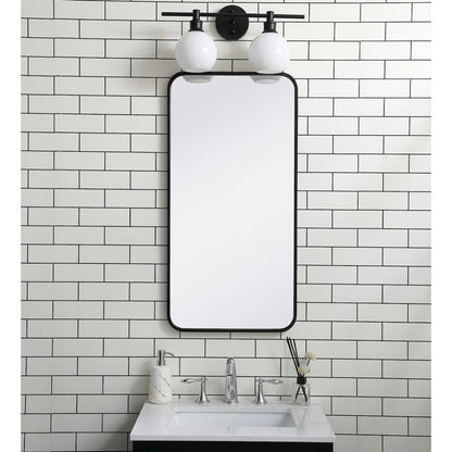 Soft corner metal rectangular mirror 18x36 inch in Black