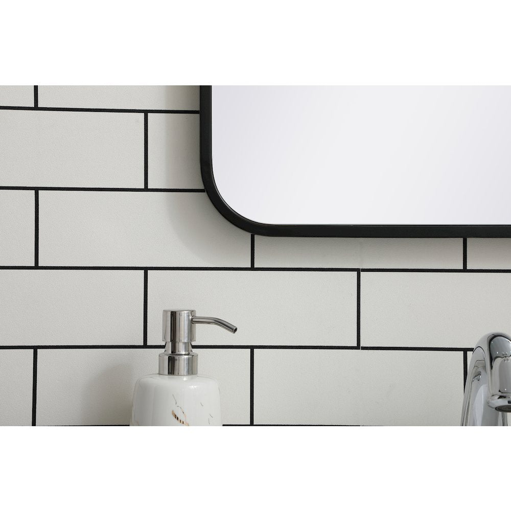 Soft corner metal rectangular mirror 18x36 inch in Black