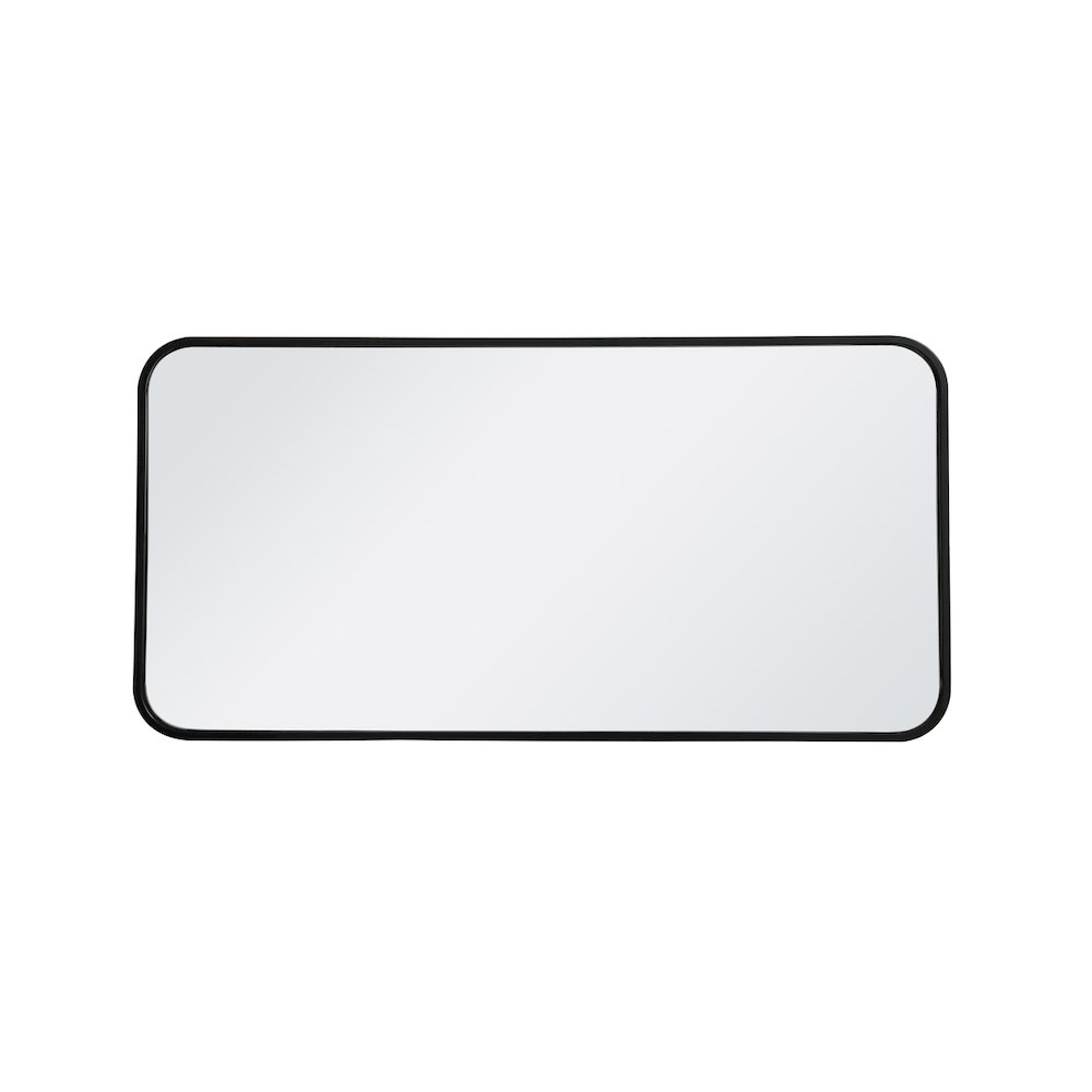 Soft corner metal rectangular mirror 18x36 inch in Black