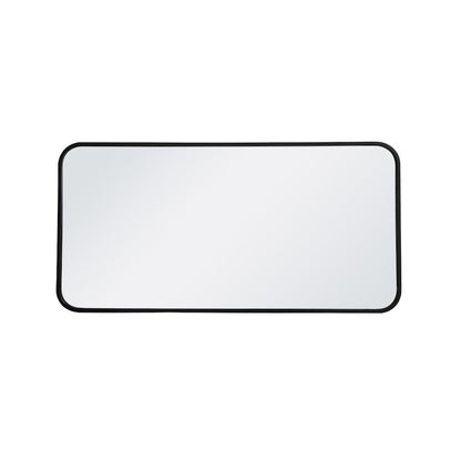 Soft corner metal rectangular mirror 18x36 inch in Black