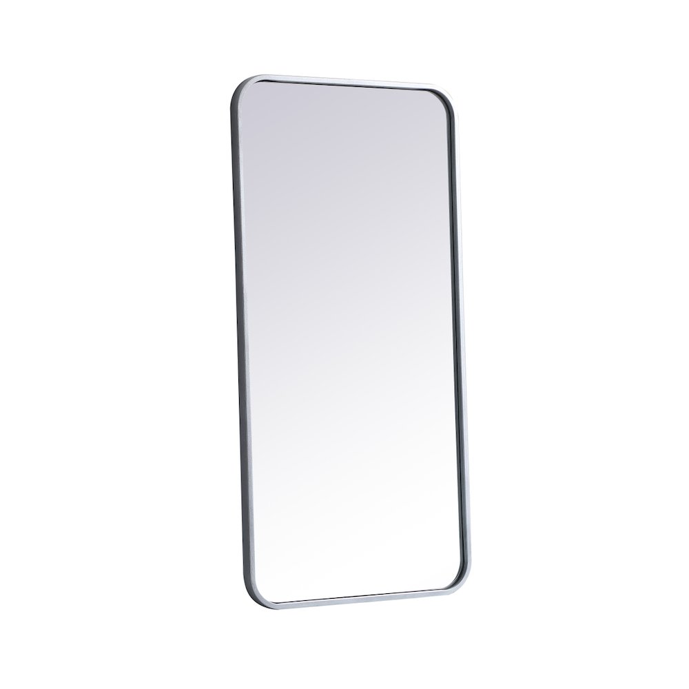 Soft corner metal rectangular mirror 18x36 inch in Silver