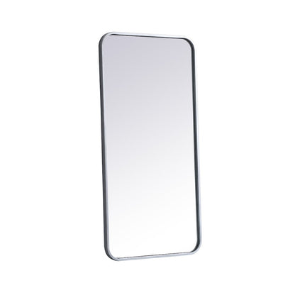 Soft corner metal rectangular mirror 18x36 inch in Silver