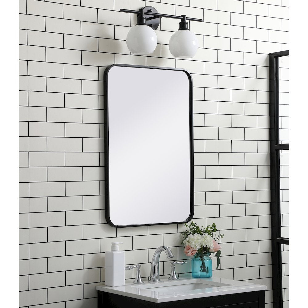Soft corner metal rectangular mirror 20x30 inch in Black