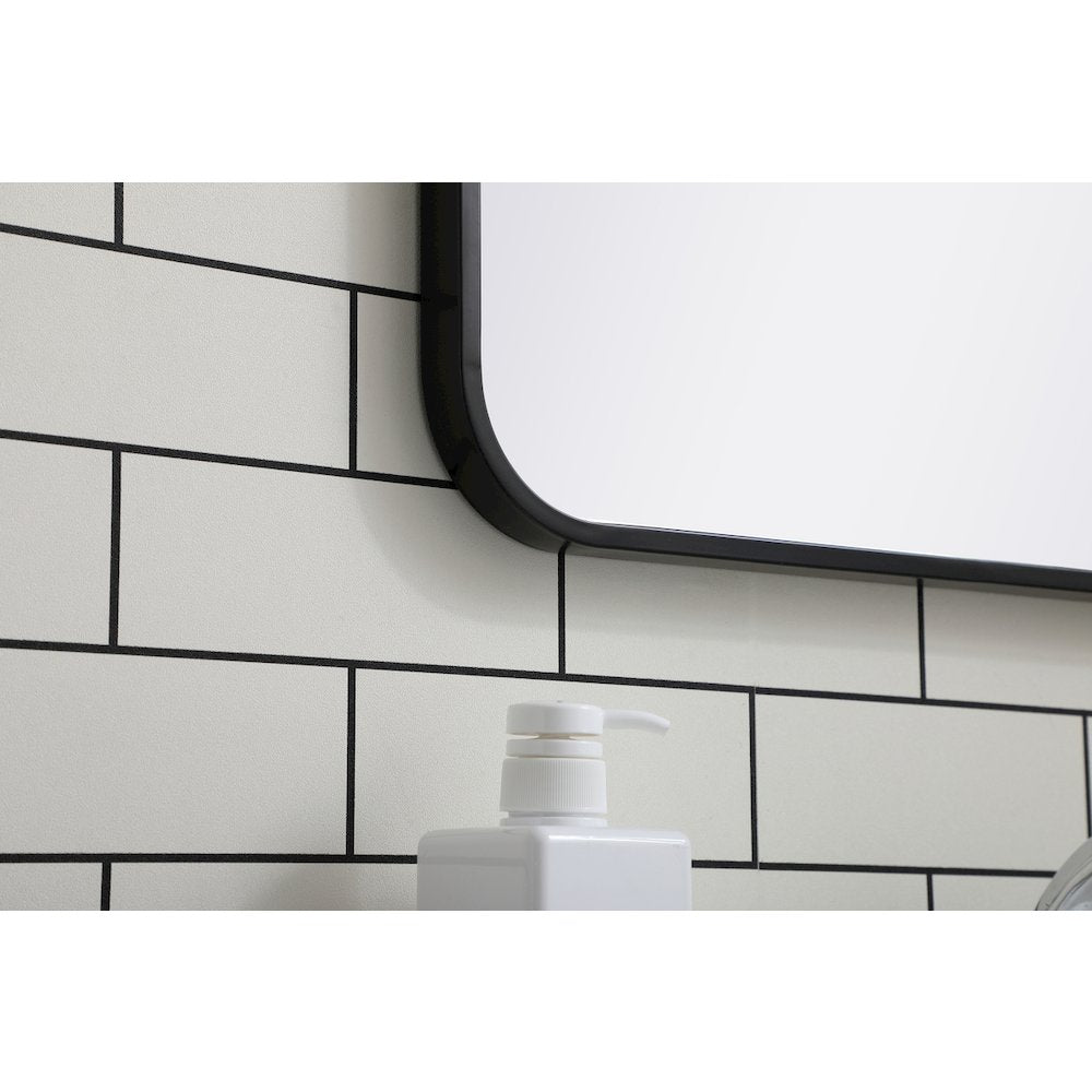 Soft corner metal rectangular mirror 20x30 inch in Black