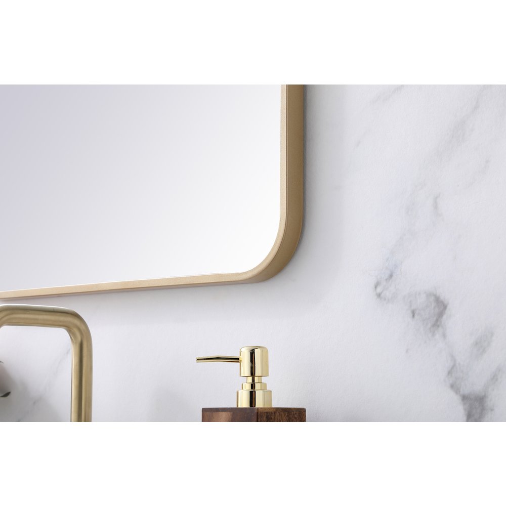 Soft corner metal rectangular mirror 20x30 inch in  Brass