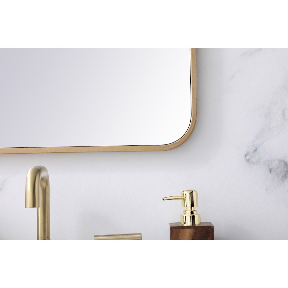 Soft corner metal rectangular mirror 20x30 inch in  Brass