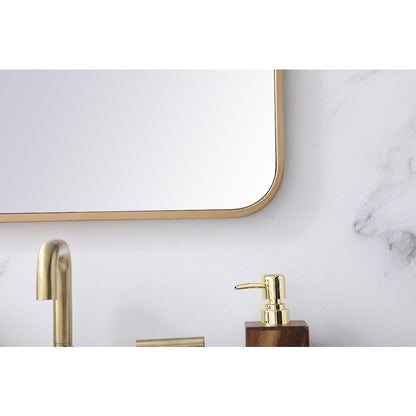 Soft corner metal rectangular mirror 20x30 inch in  Brass