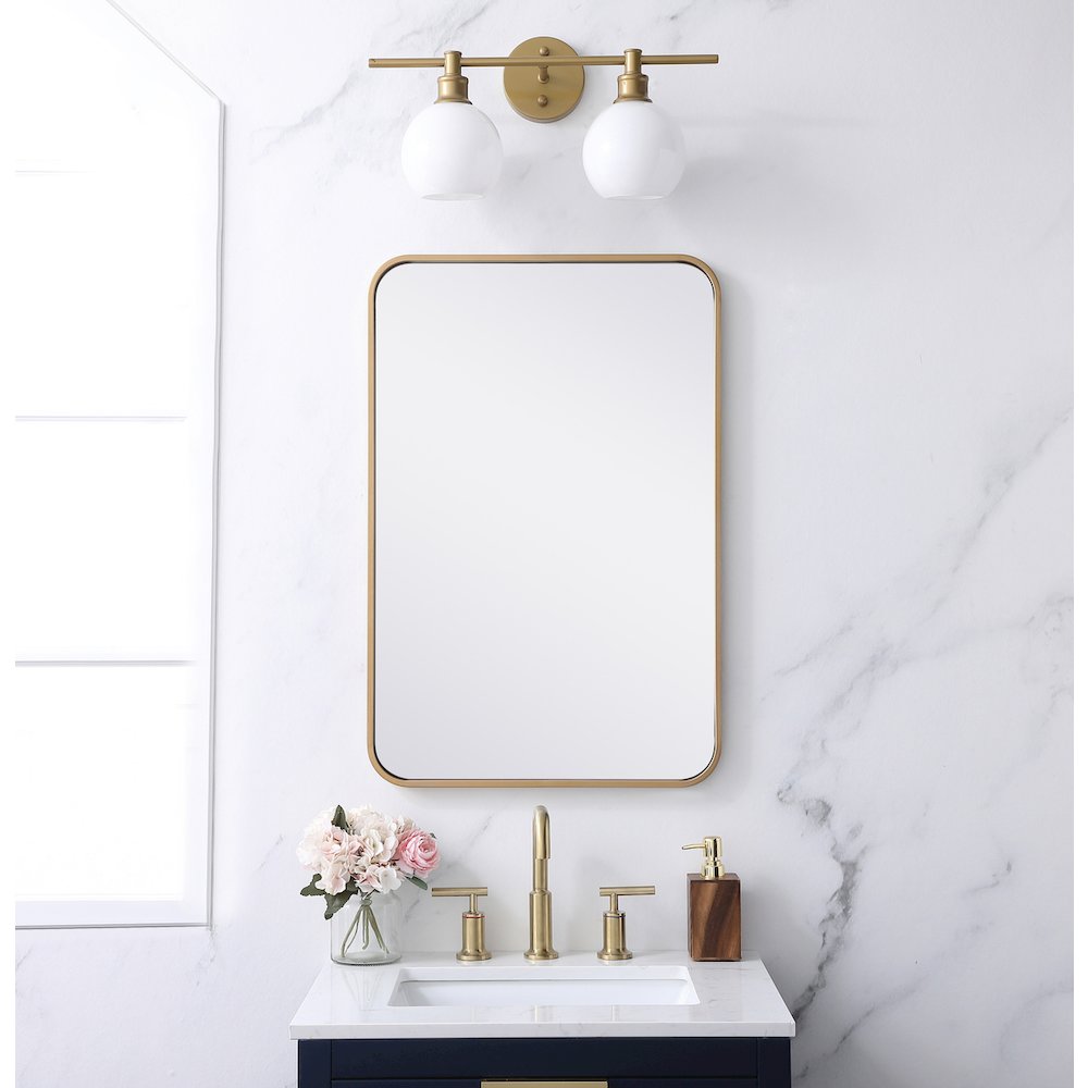 Soft corner metal rectangular mirror 20x30 inch in  Brass