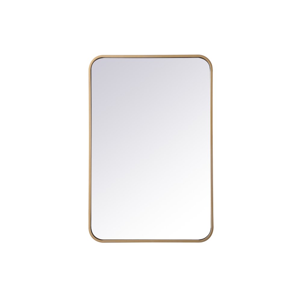 Soft corner metal rectangular mirror 20x30 inch in  Brass