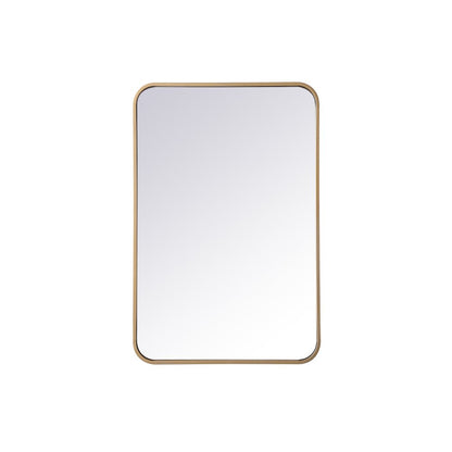 Soft corner metal rectangular mirror 20x30 inch in  Brass