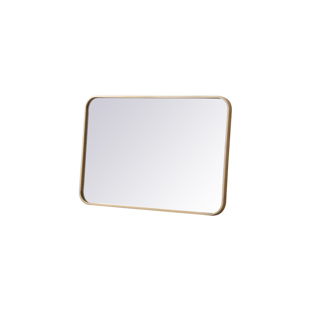 Soft corner metal rectangular mirror 20x30 inch in  Brass