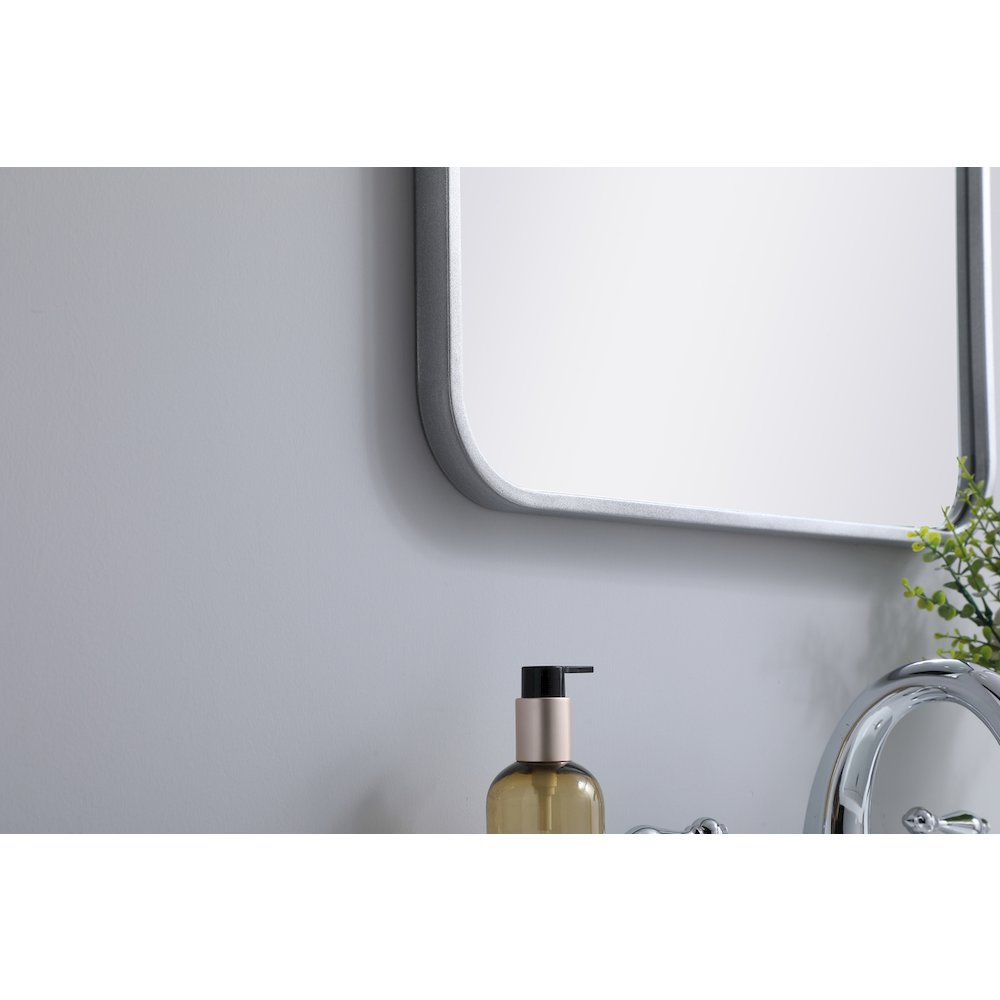 Soft corner metal rectangular mirror 20x30 inch in Silver