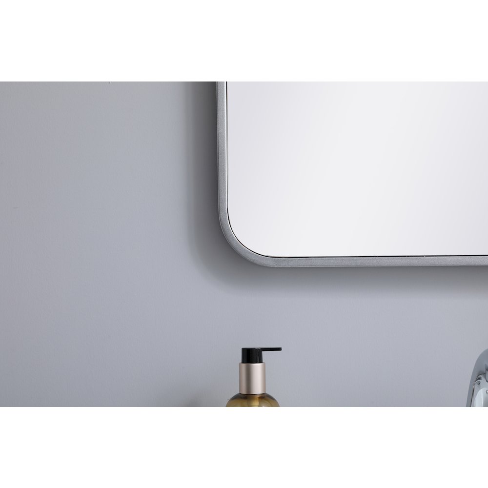 Soft corner metal rectangular mirror 20x30 inch in Silver