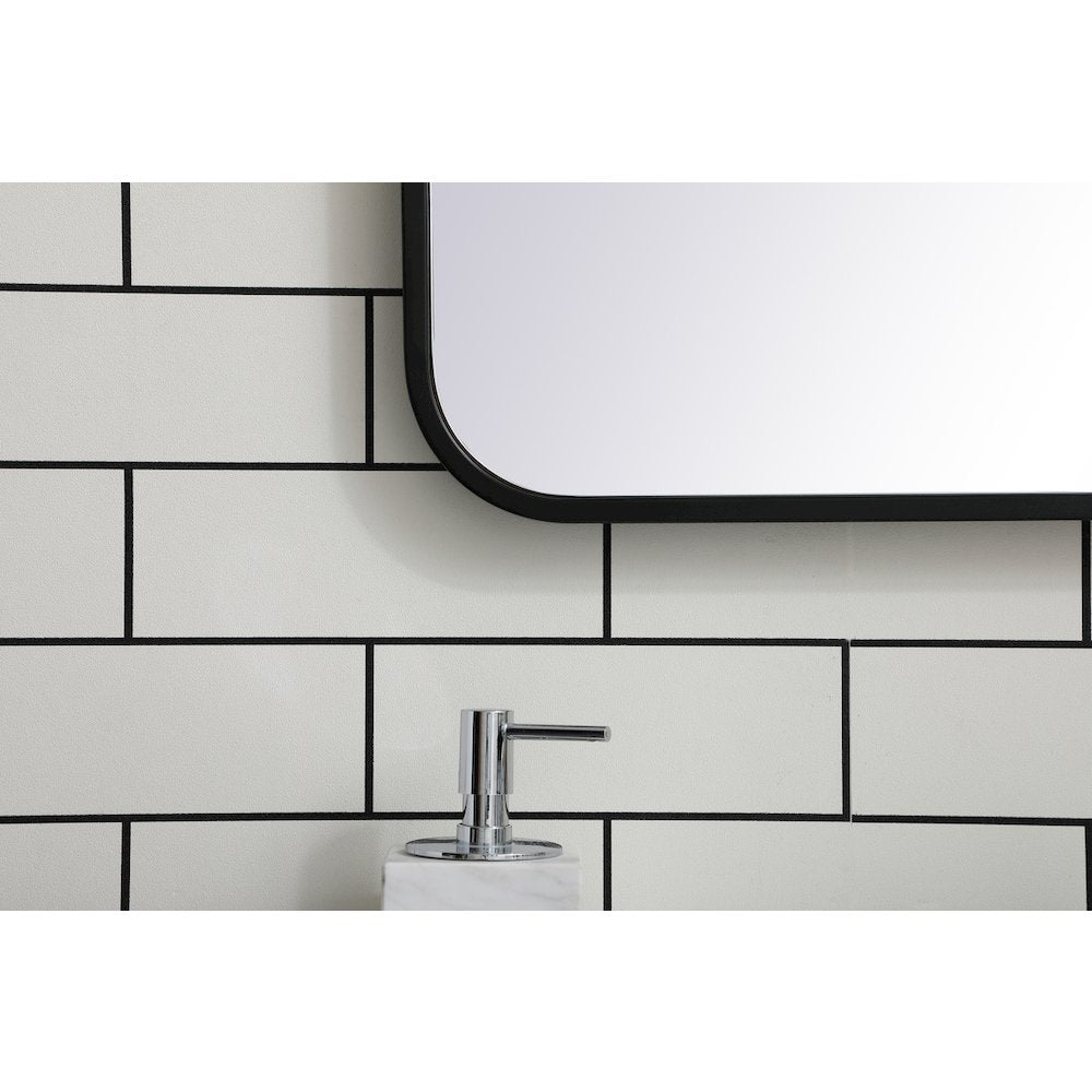 Soft corner metal rectangular mirror 22x30 inch in Black