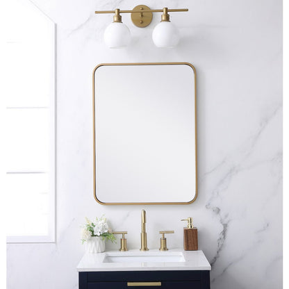Soft corner metal rectangular mirror 22x30 inch in Brass
