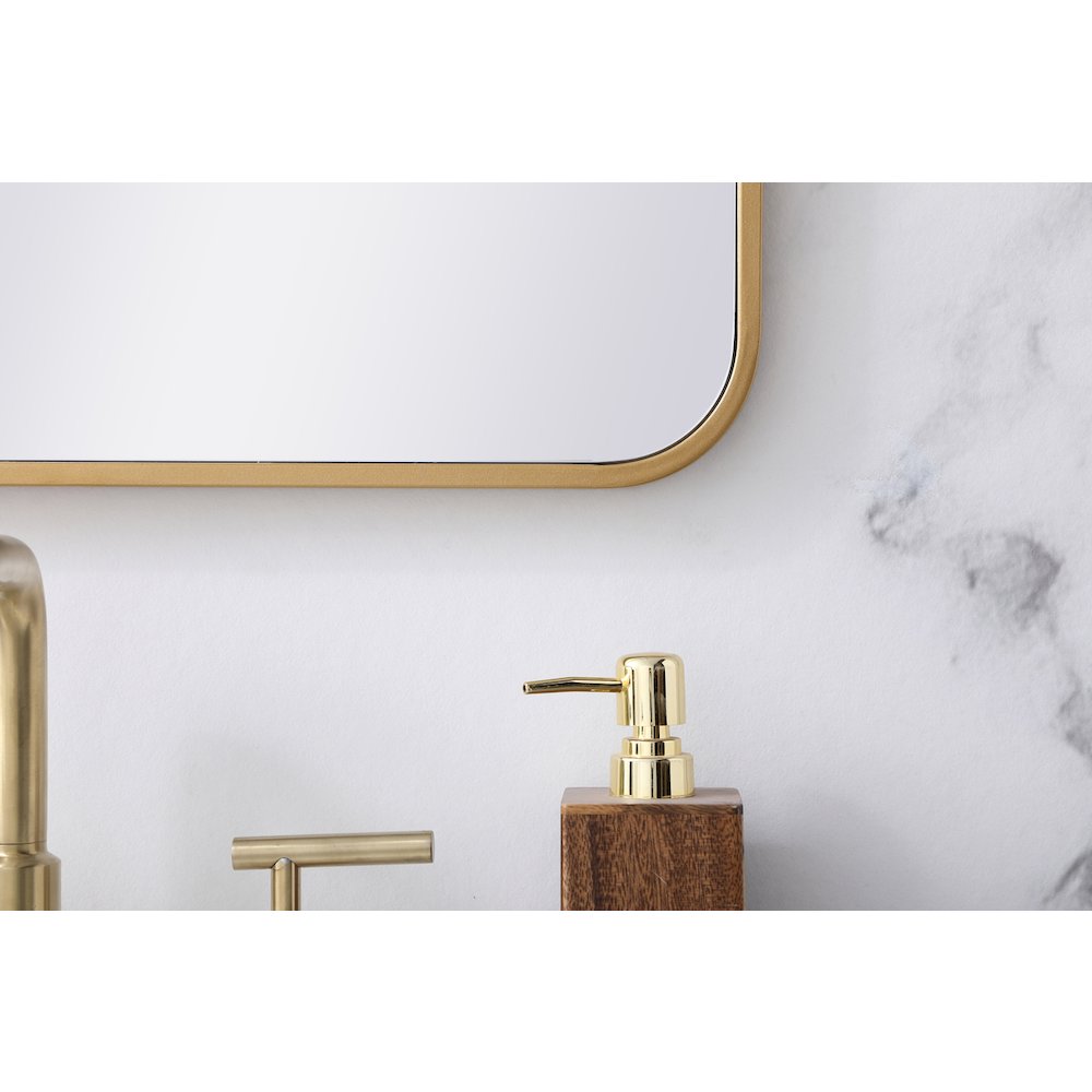 Soft corner metal rectangular mirror 22x30 inch in Brass
