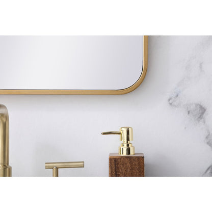 Soft corner metal rectangular mirror 22x30 inch in Brass