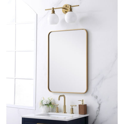 Soft corner metal rectangular mirror 22x30 inch in Brass