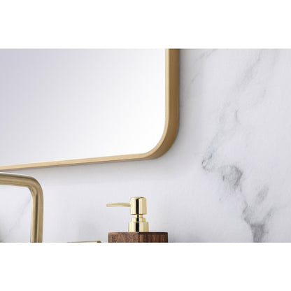 Soft corner metal rectangular mirror 22x30 inch in Brass