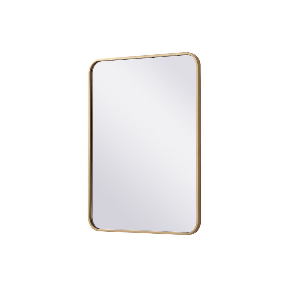 Soft corner metal rectangular mirror 22x30 inch in Brass