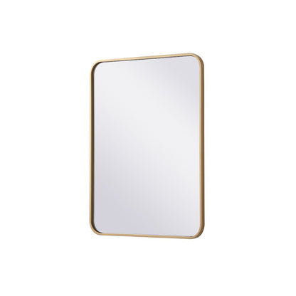 Soft corner metal rectangular mirror 22x30 inch in Brass