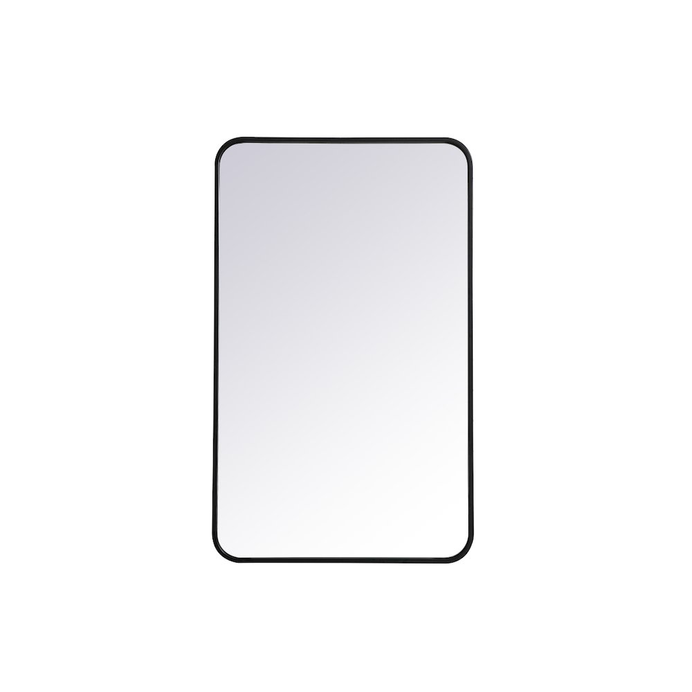 Soft corner metal rectangular mirror 22x36 inch in Black