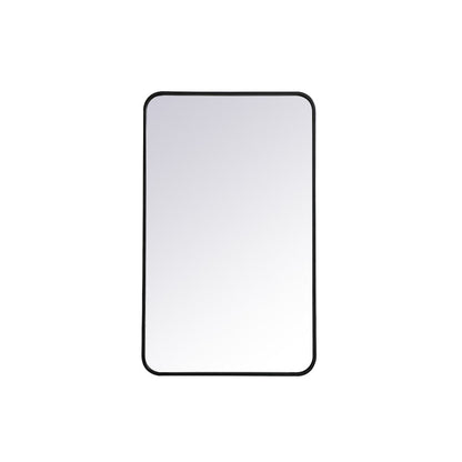 Soft corner metal rectangular mirror 22x36 inch in Black