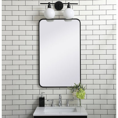 Soft corner metal rectangular mirror 22x36 inch in Black