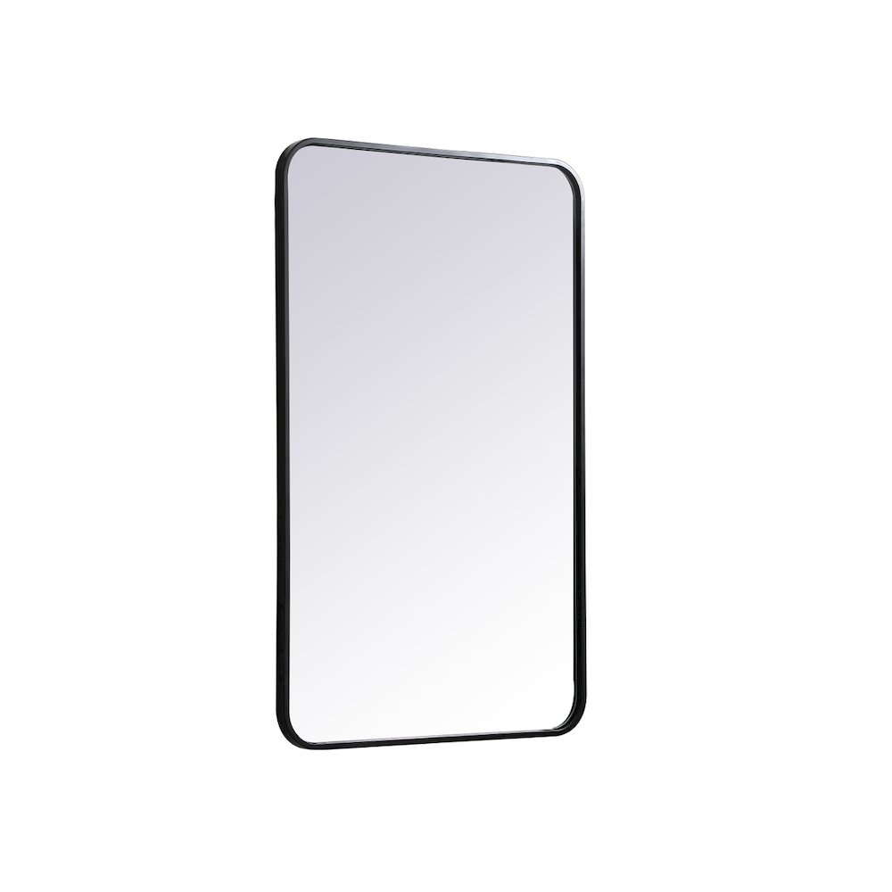 Soft corner metal rectangular mirror 22x36 inch in Black