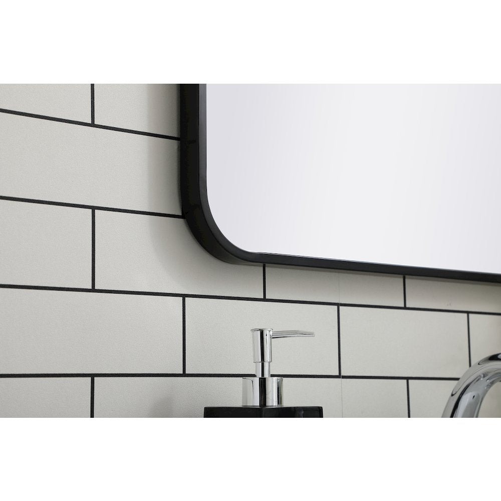Soft corner metal rectangular mirror 22x36 inch in Black