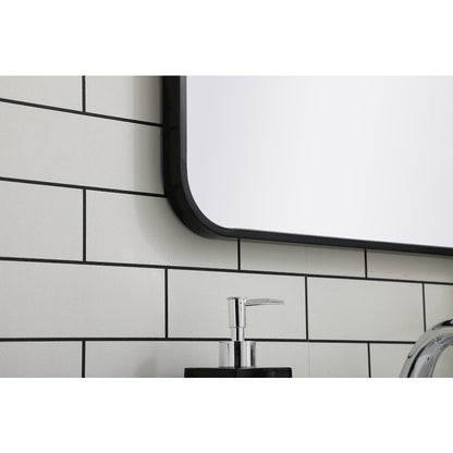 Soft corner metal rectangular mirror 22x36 inch in Black