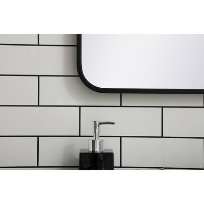 Soft corner metal rectangular mirror 22x36 inch in Black