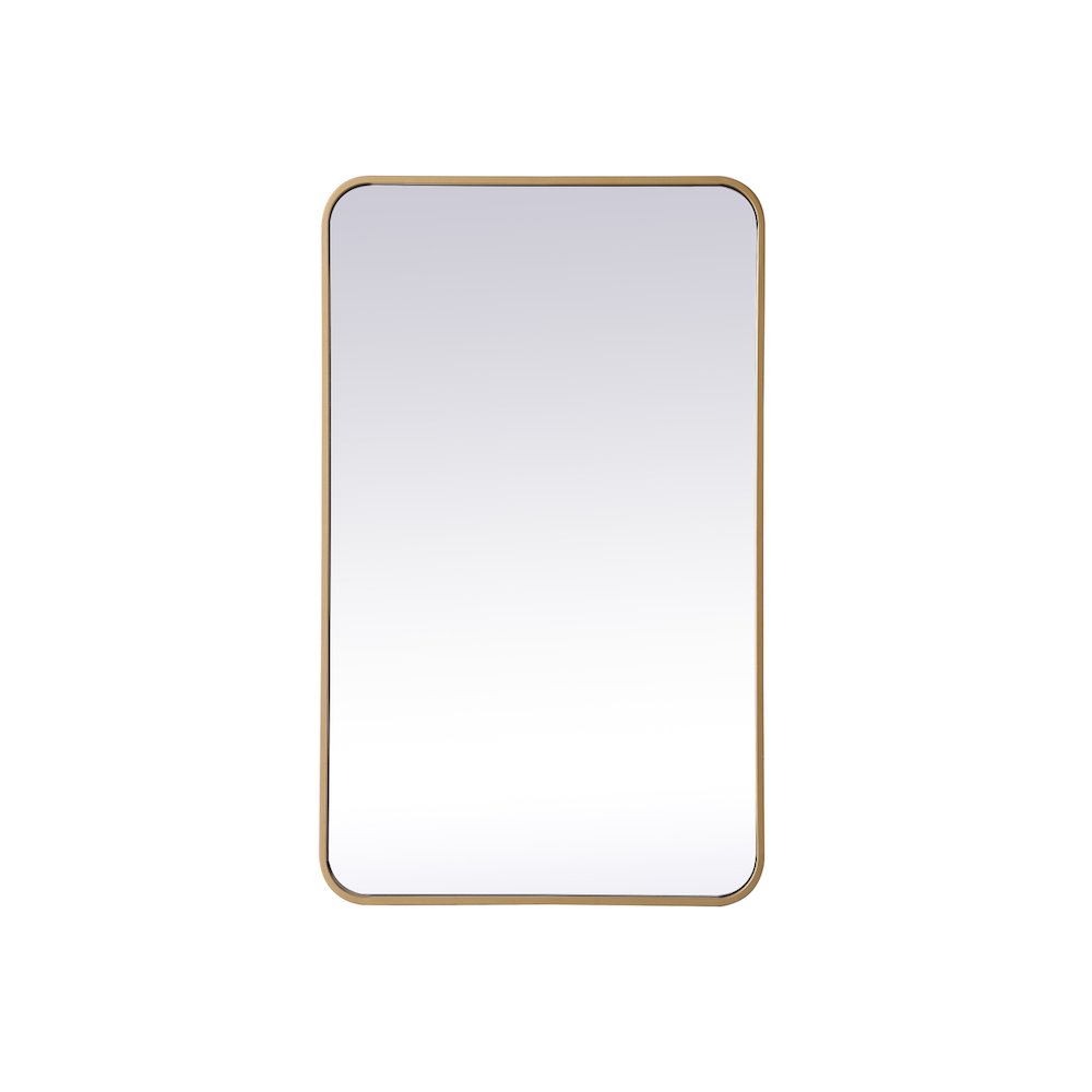Soft corner metal rectangular mirror 22x36 inch in Brass