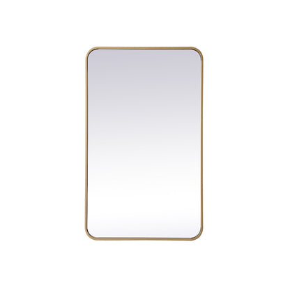Soft corner metal rectangular mirror 22x36 inch in Brass
