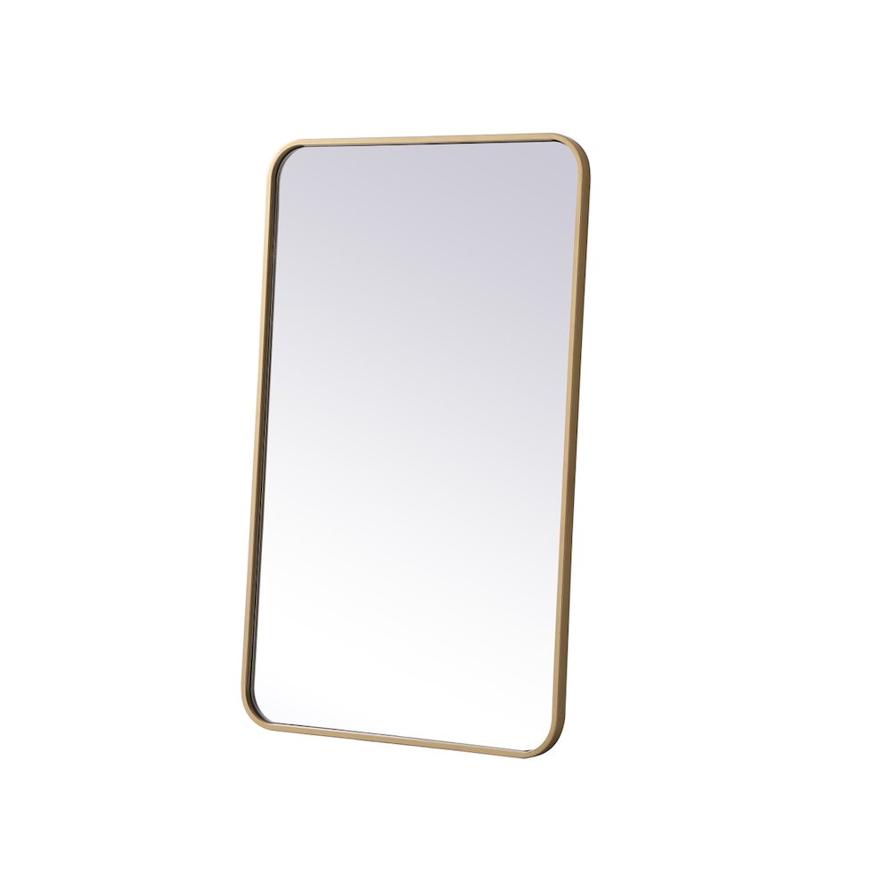 Soft corner metal rectangular mirror 22x36 inch in Brass
